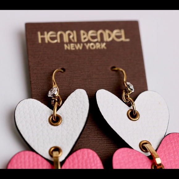 Henri Bendel Leather Heart Earrings - Picture 4 of 8